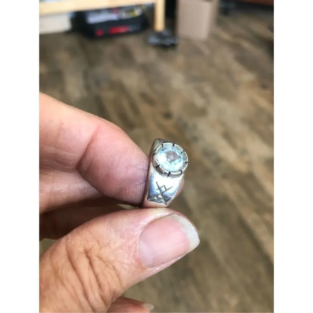 Ring, Mens Blue Topaz Ring, Sterling Silver, size 8.5, Handmade, Celtic Design